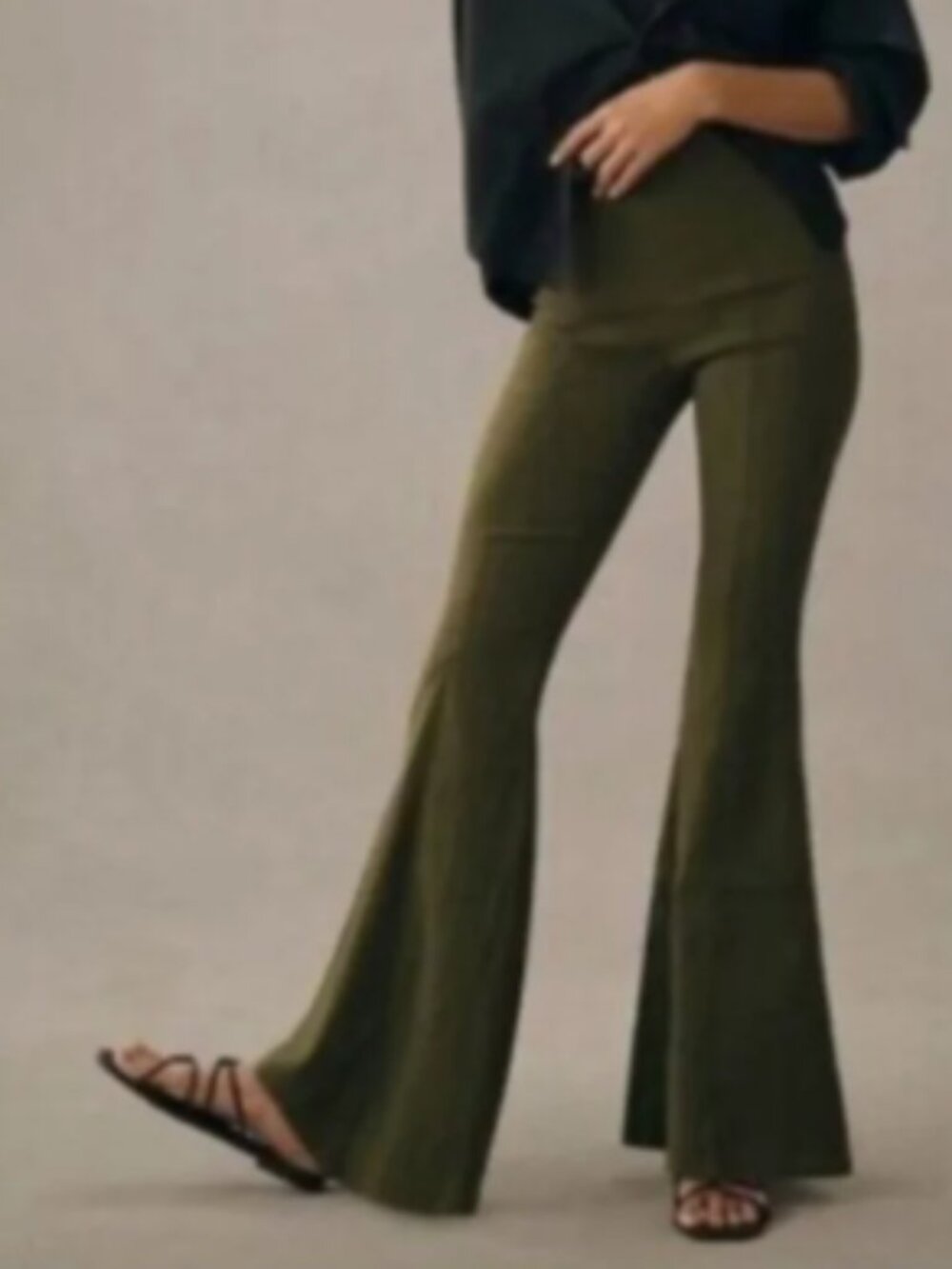 Maeve Anthropologie Flare Leg Pants Bareback Linen Sz 0 Olive Green